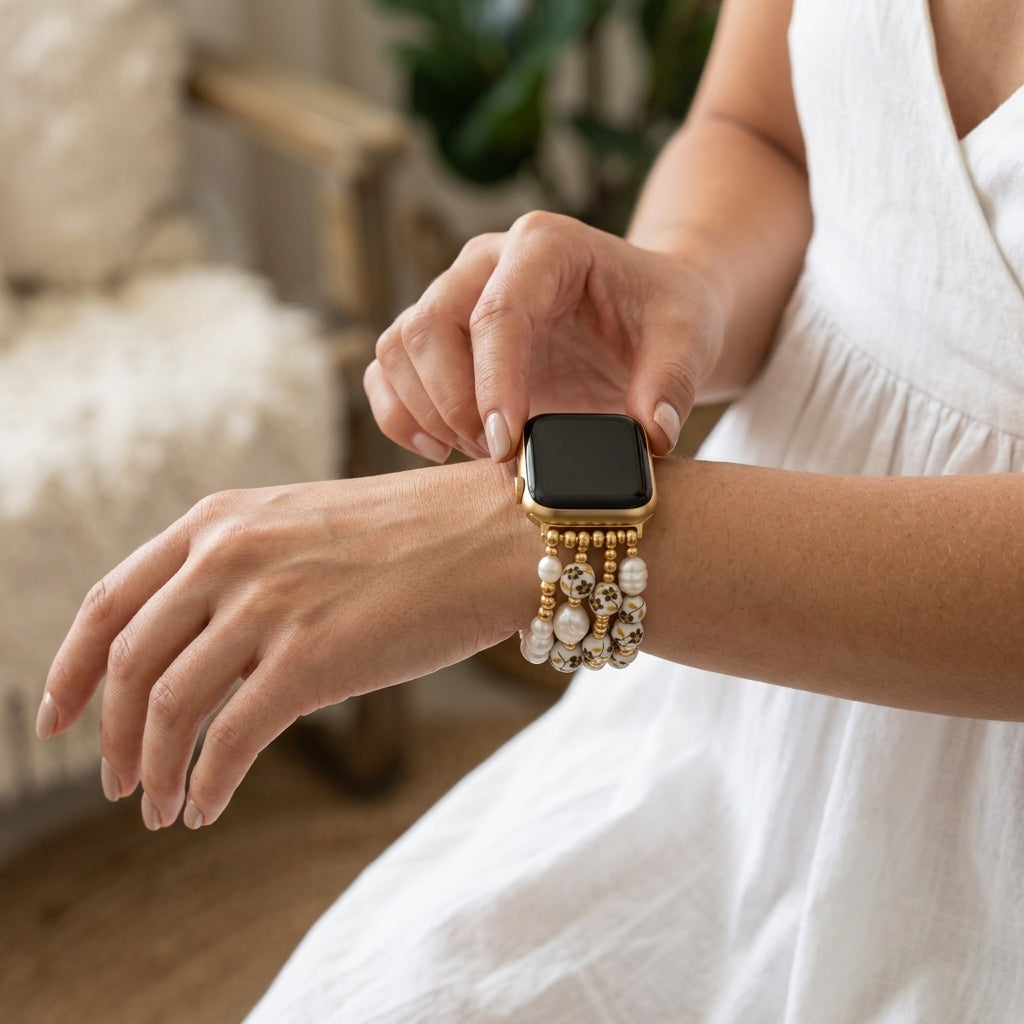 Bracelete Apple Watch Porcelain Garden Golden Meadow