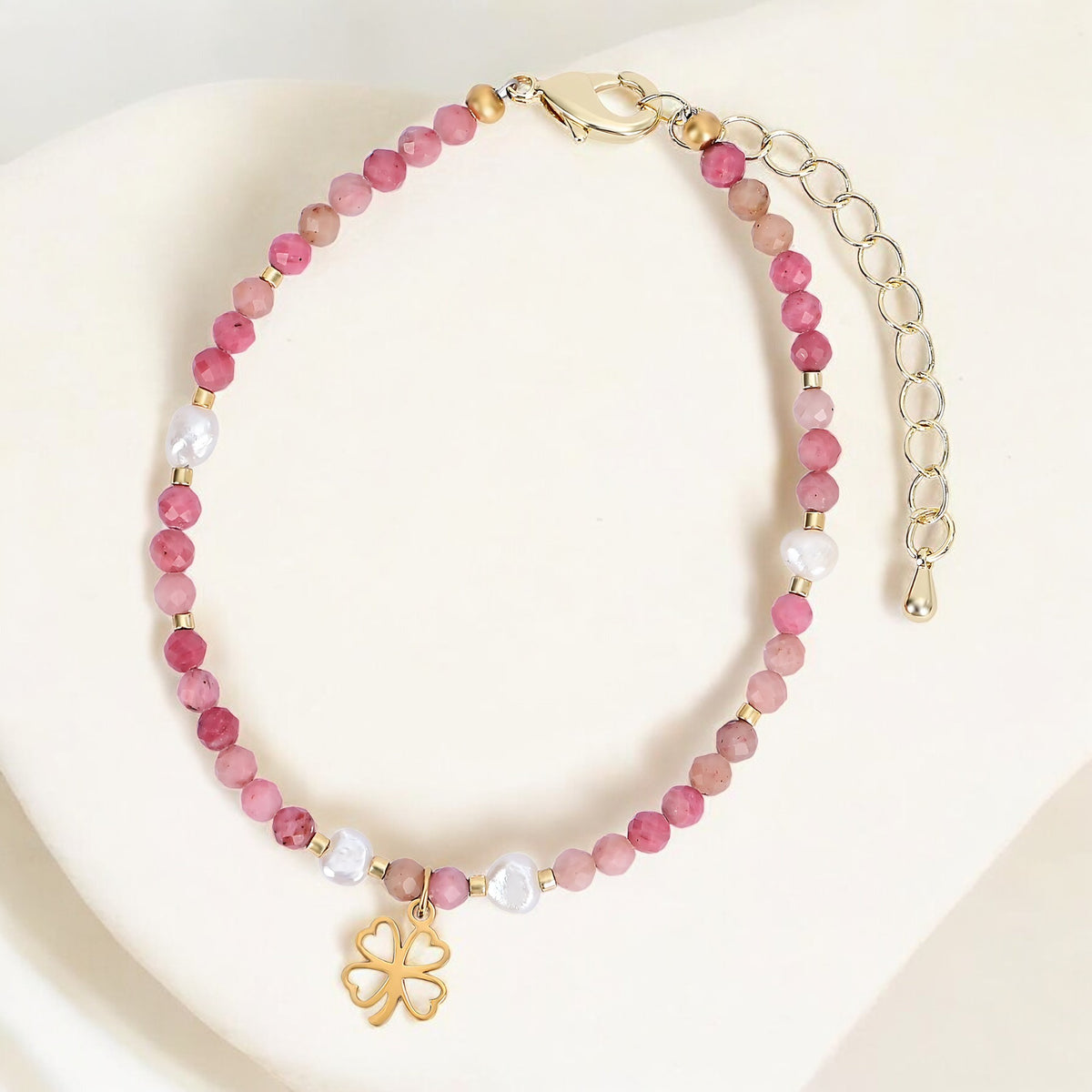 Pulseira de Amuleto da Sorte Cor-de-rosa