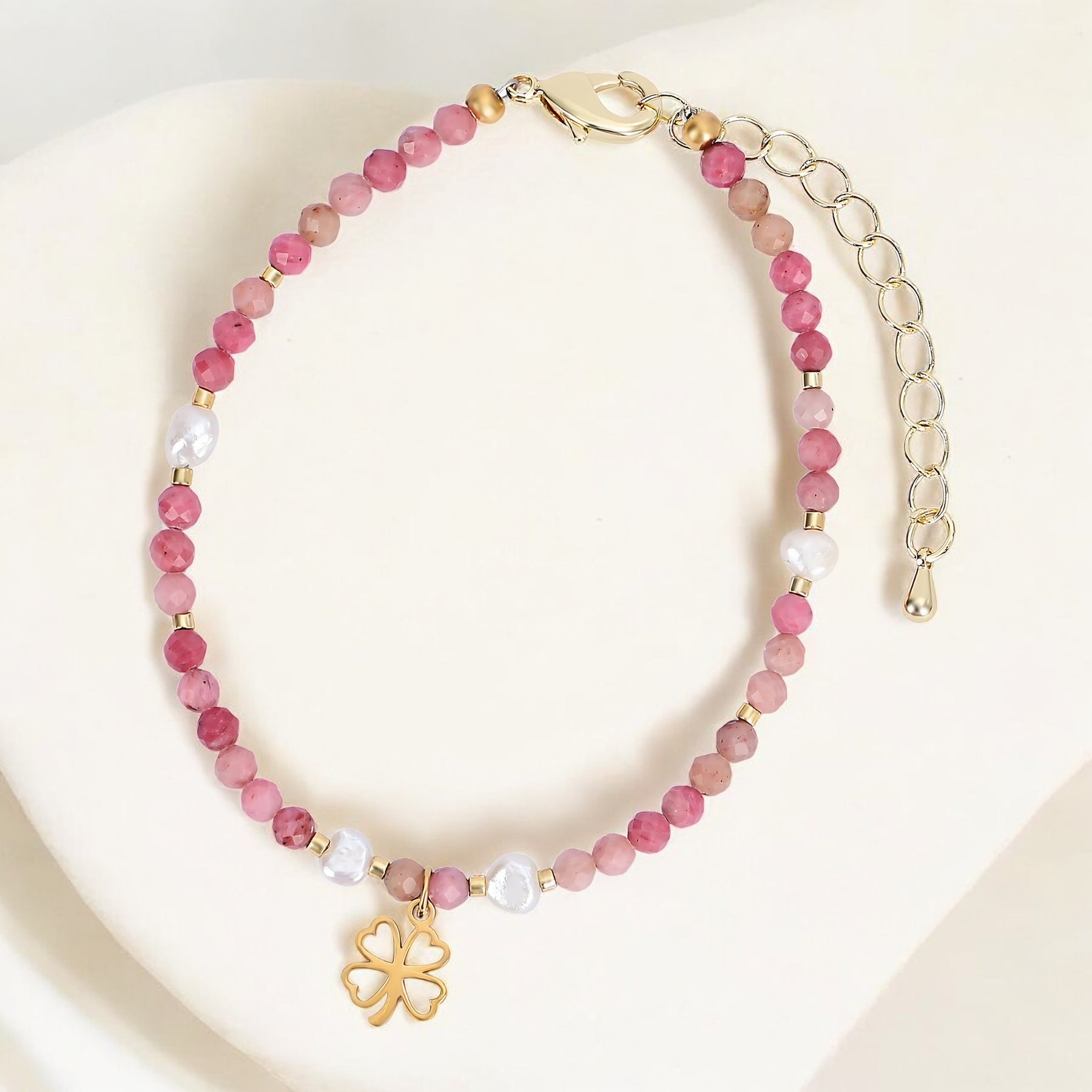 Pulseira de Amuleto da Sorte Cor-de-rosa