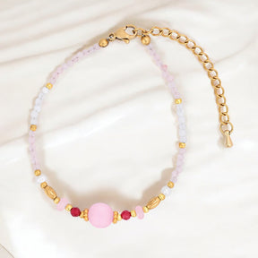 Pulseira de Quartzo Rosa ao Luar