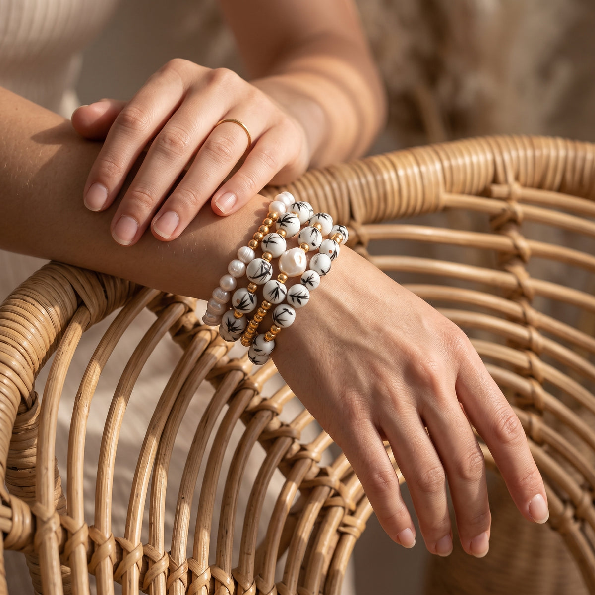 Conjunto de pulseiras Porcelain Garden Bamboo Mist