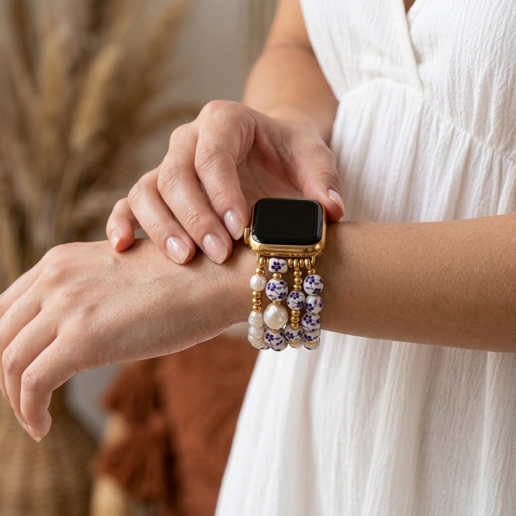 Bracelete Apple Watch Porcelain Garden Violet Bloom