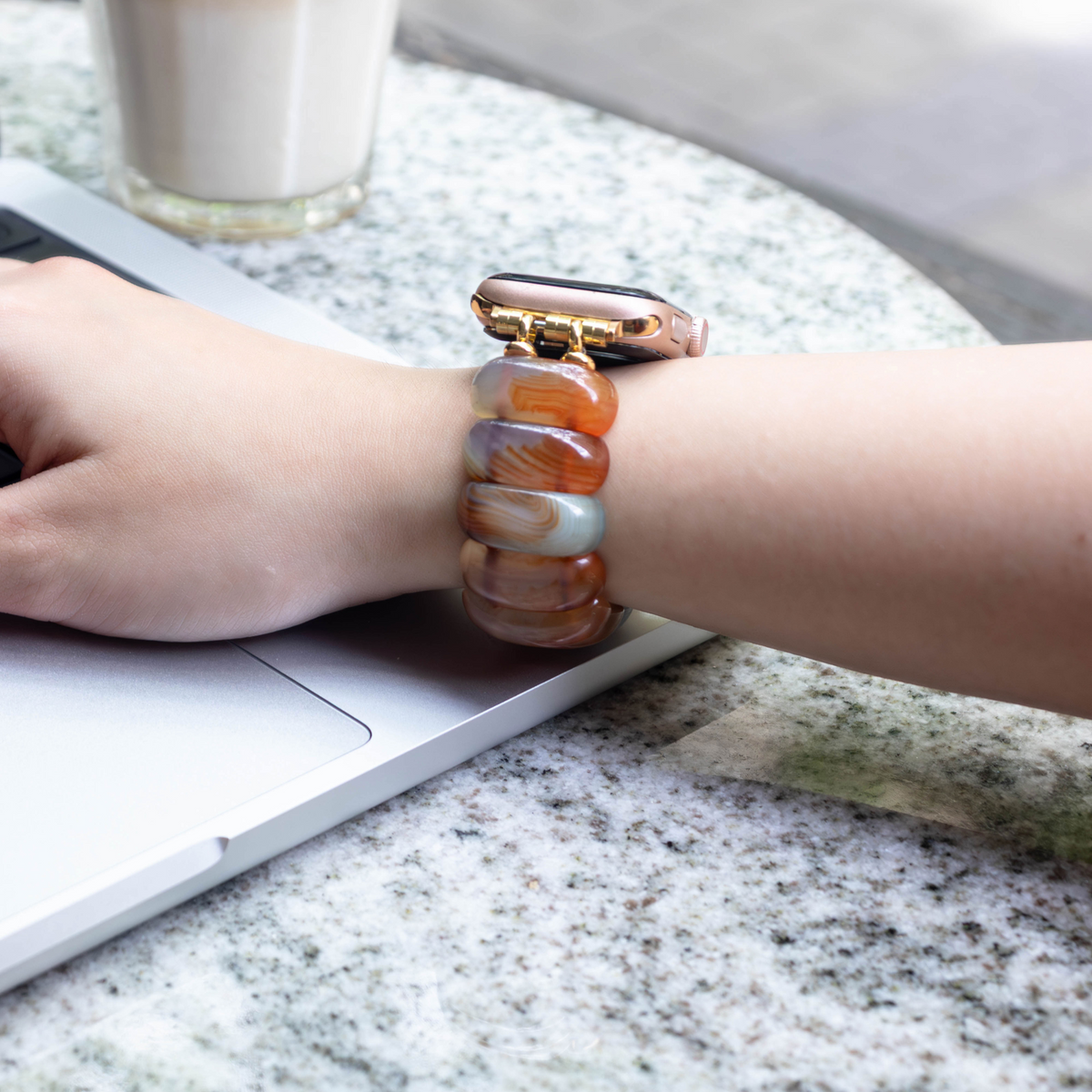 Pulseira Elástica Golden Dusk Agate para Apple Watch