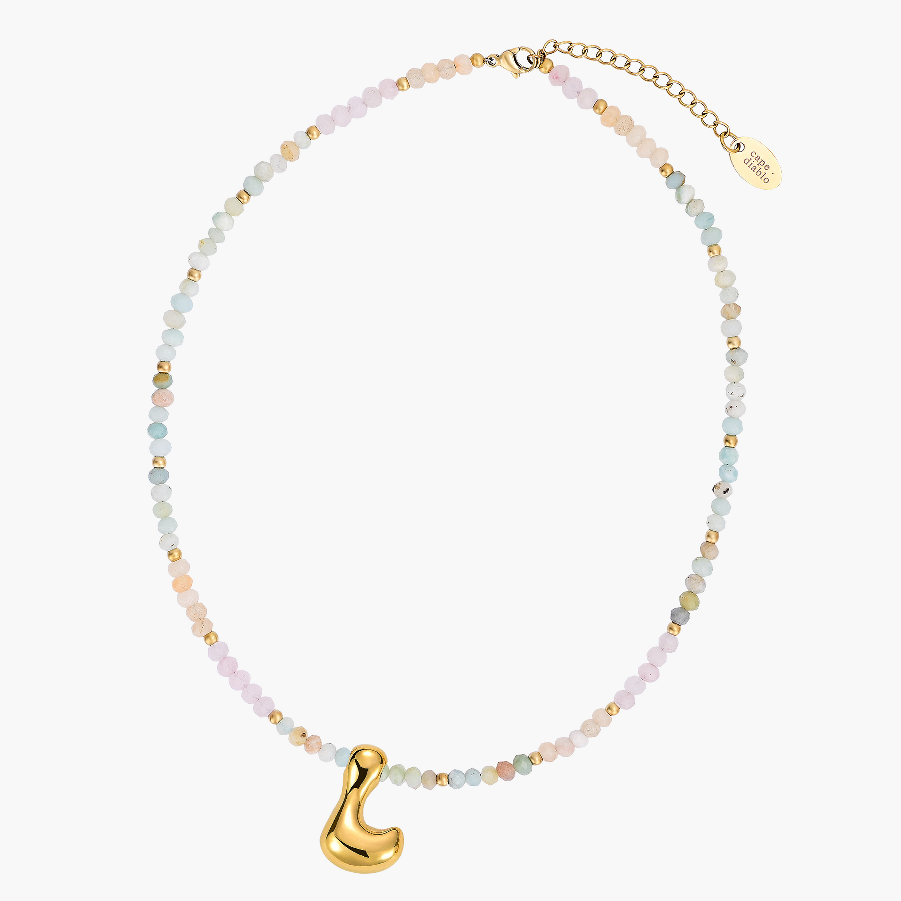 Colar Inicial com Bolha Arco-Íris