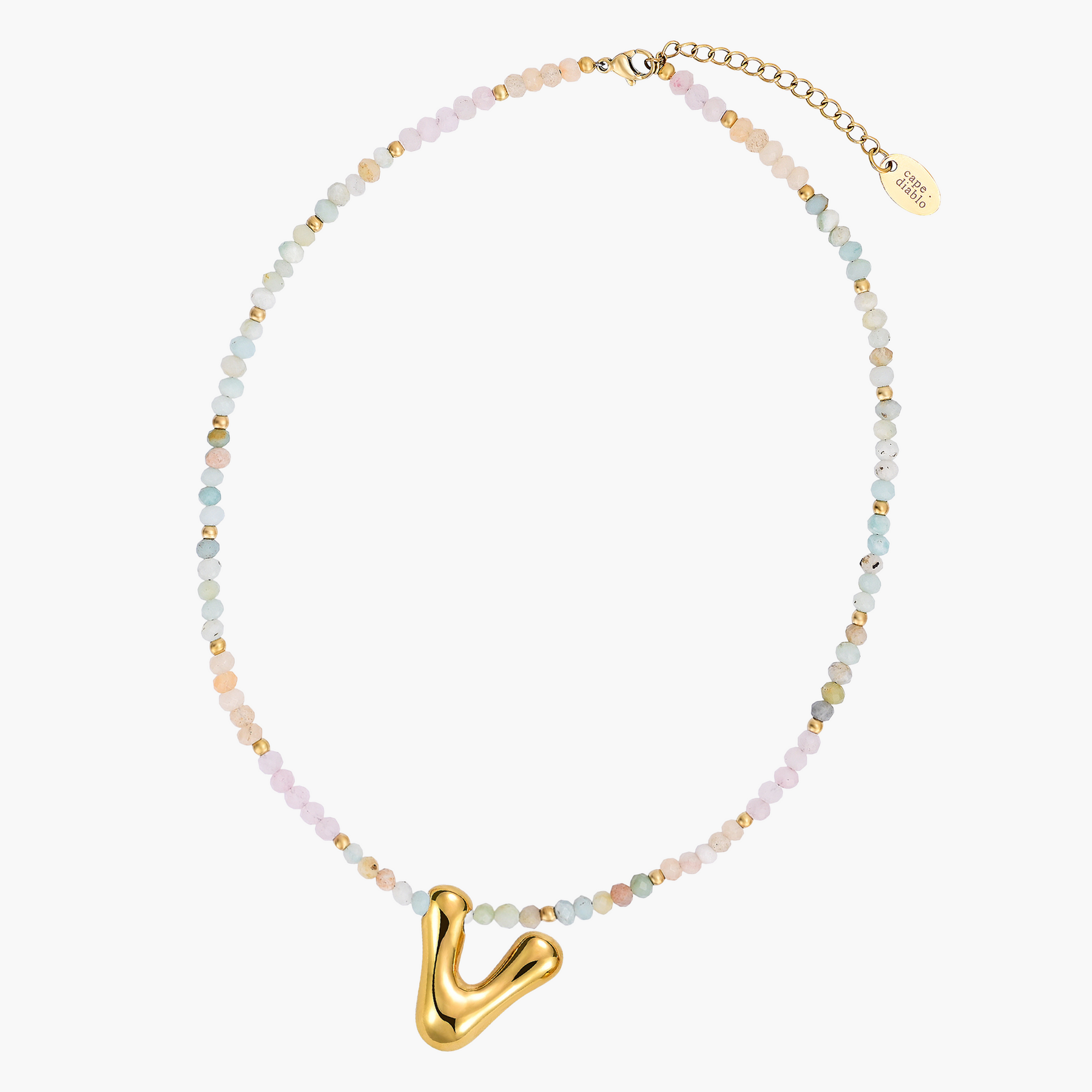 Colar Inicial com Bolha Arco-Íris