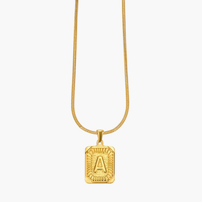 Colar inicial com letras de bolhas douradas brilhantes