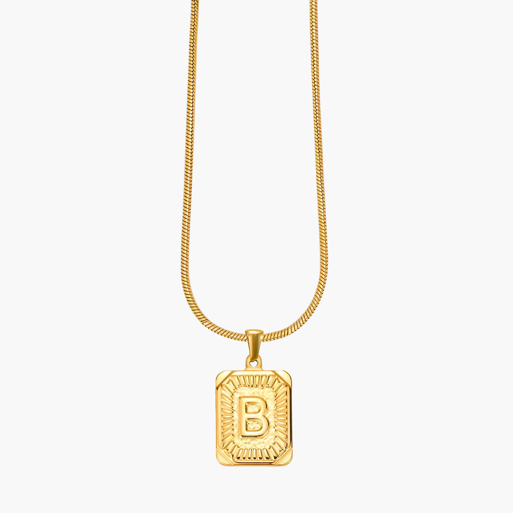 Colar inicial com letras de bolhas douradas brilhantes