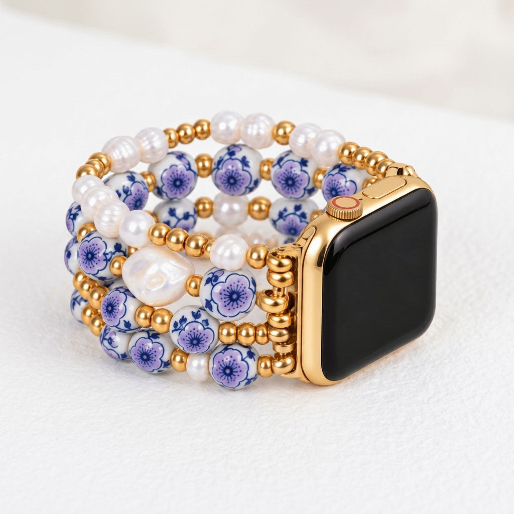 Bracelete Apple Watch Porcelain Garden Lavender Bloom