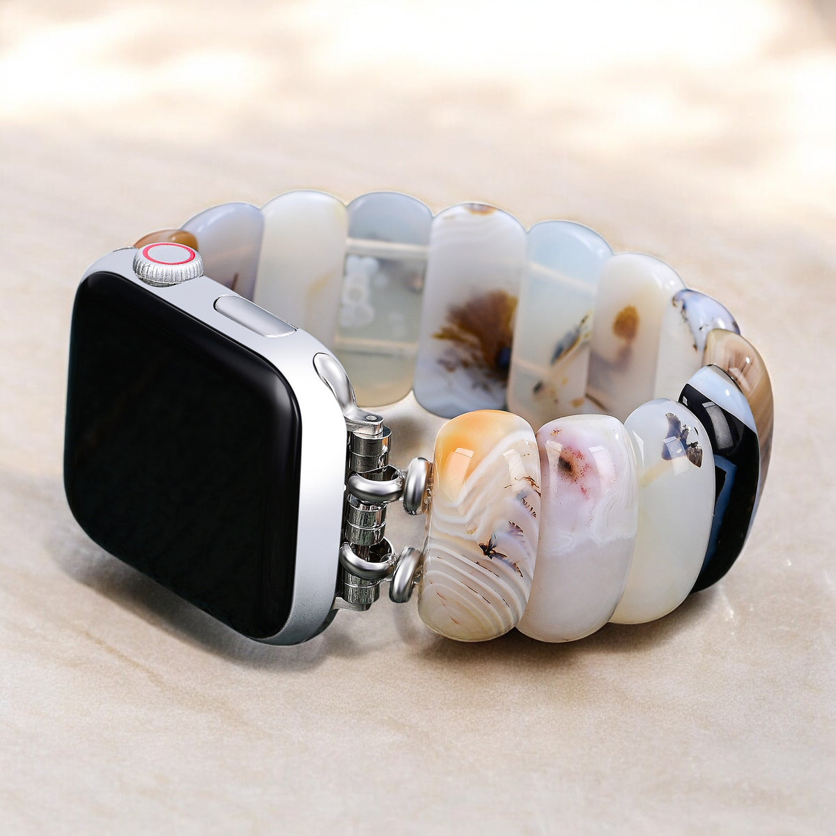 Pulseira elástica de ágata Ivory Dune para Apple Watch
