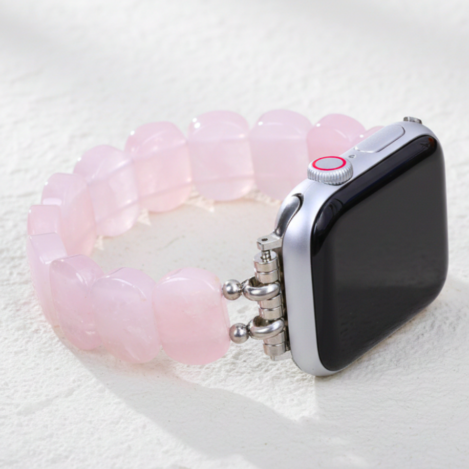 Pulseira elástica de quartzo rosa suave para Apple Watch