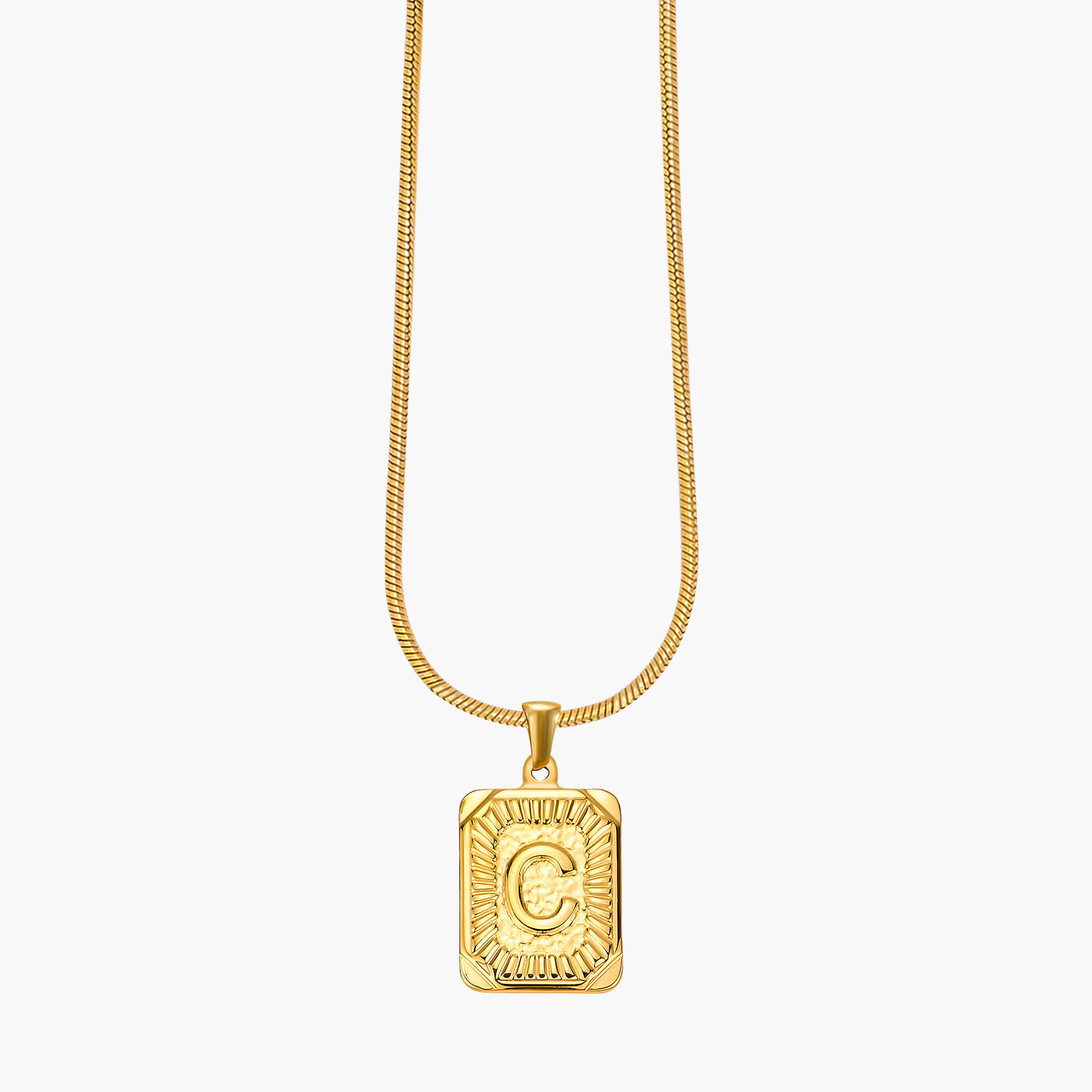 Colar inicial com letras de bolhas douradas brilhantes