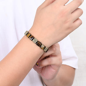 Pulseira Amarela de Olho de Tigre para Homem