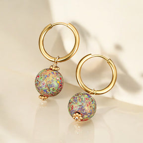 Brincos de Argola com Orbe de Ponto Meadow Mist