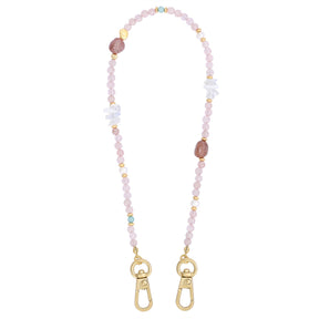 Corrente para Telemóvel com Pendente de Quartzo Rosa