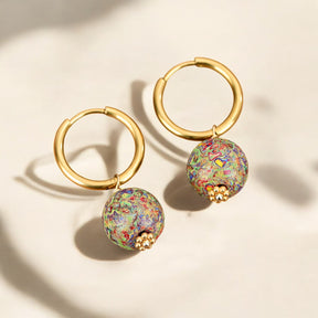 Brincos de Argola com Orbe de Ponto Meadow Mist