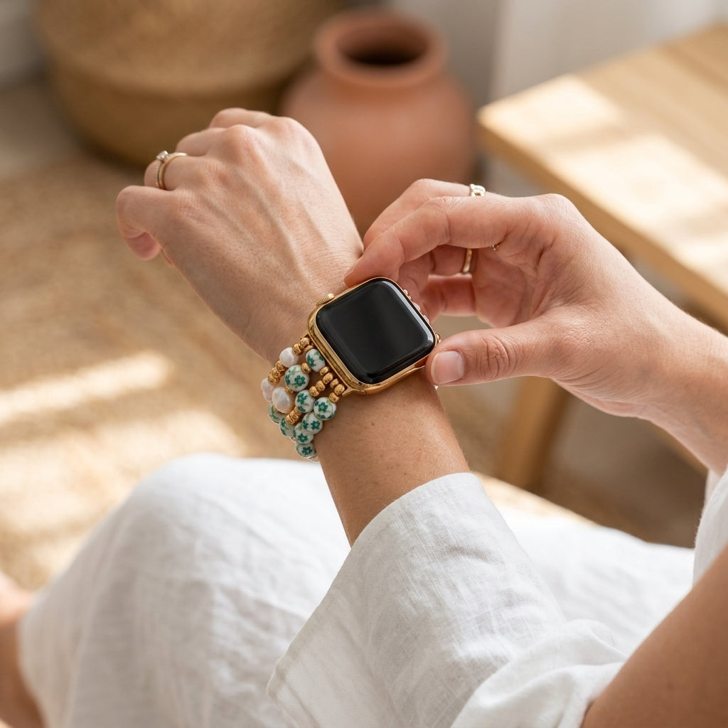 Bracelete Apple Watch Porcelain Garden Emerald Grove