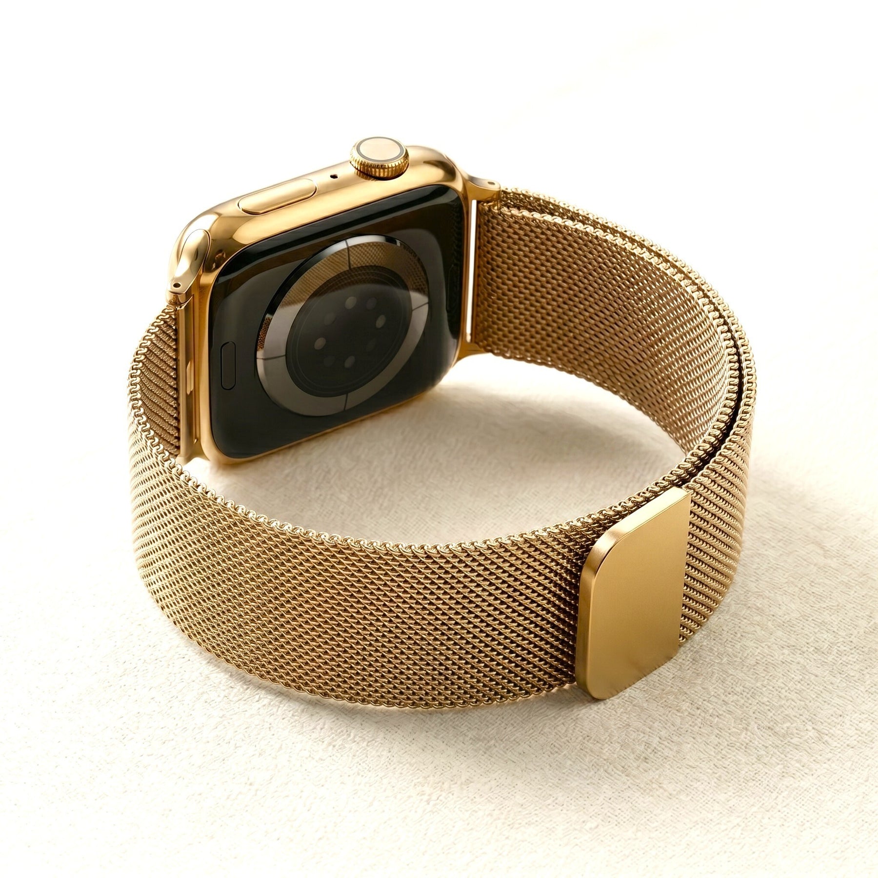 Correia de luxo elástica em aço dourado para Apple Watch