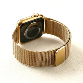 Correia de luxo elástica em aço dourado para Apple Watch