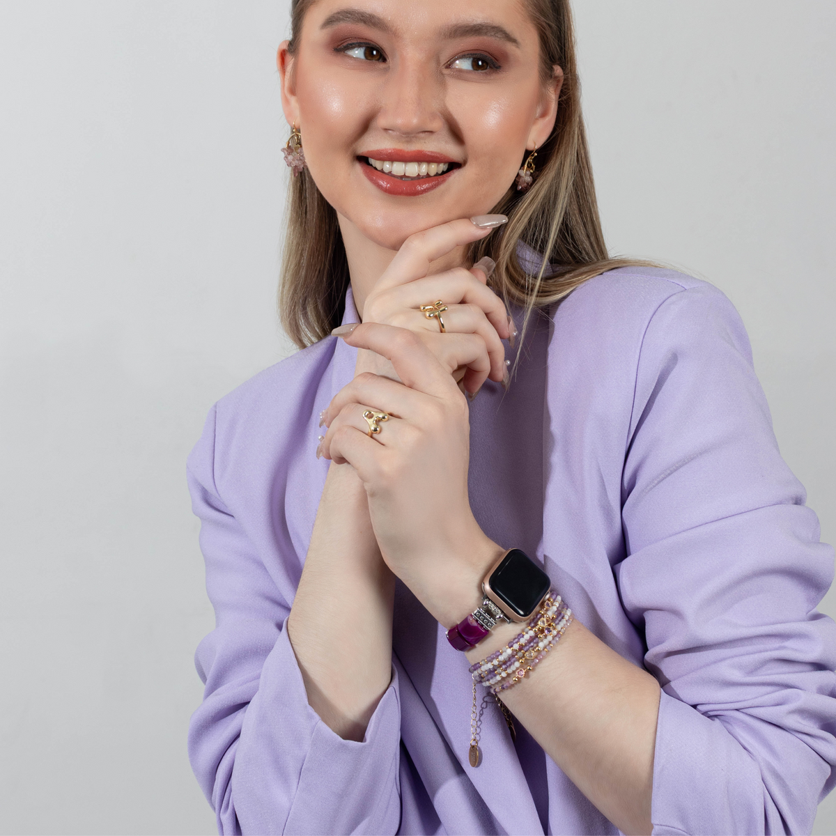 Pulseira de Apple Watch em Ágata Aura Ametista