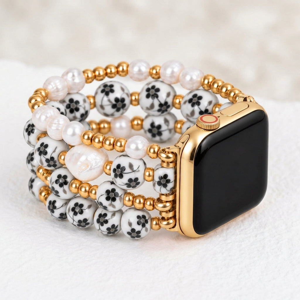 Bracelete Apple Watch Porcelain Garden Midnight Bloom