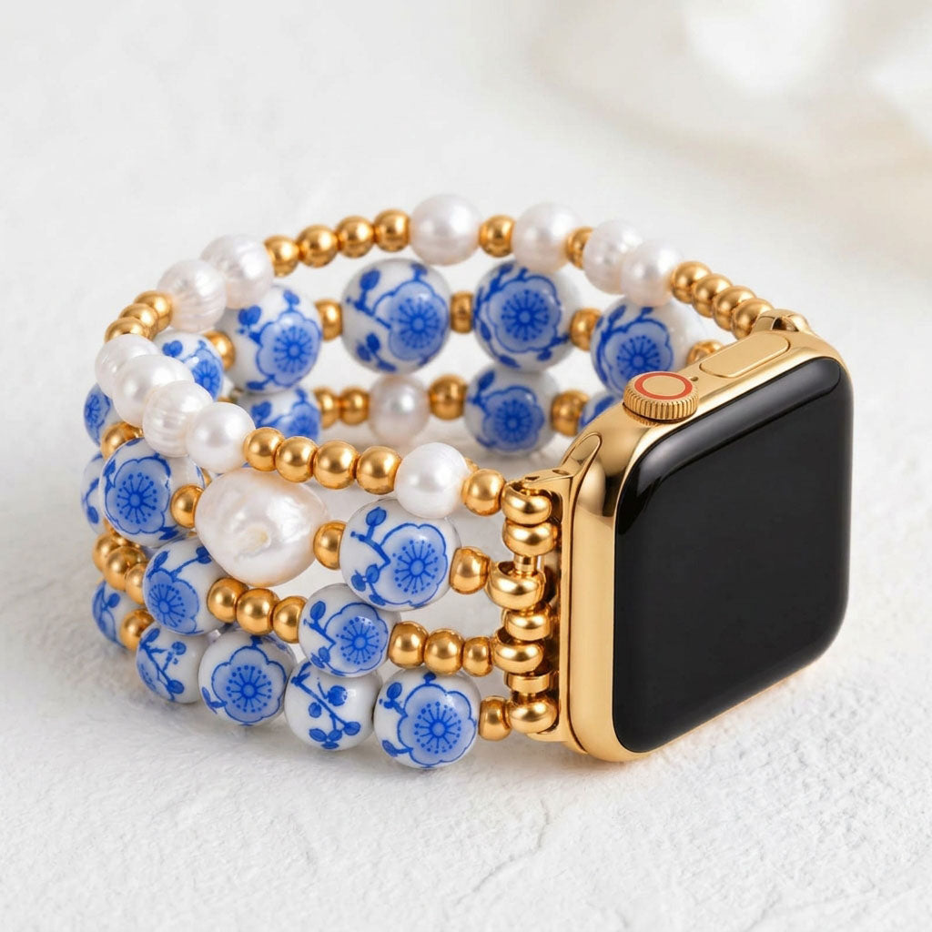 Bracelete Apple Watch Porcelain Garden Blue Blossom
