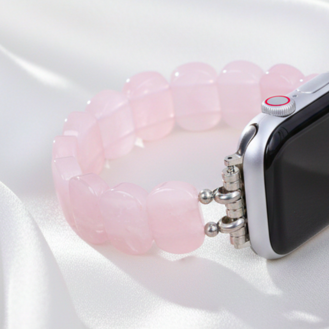 Pulseira elástica de quartzo rosa suave para Apple Watch