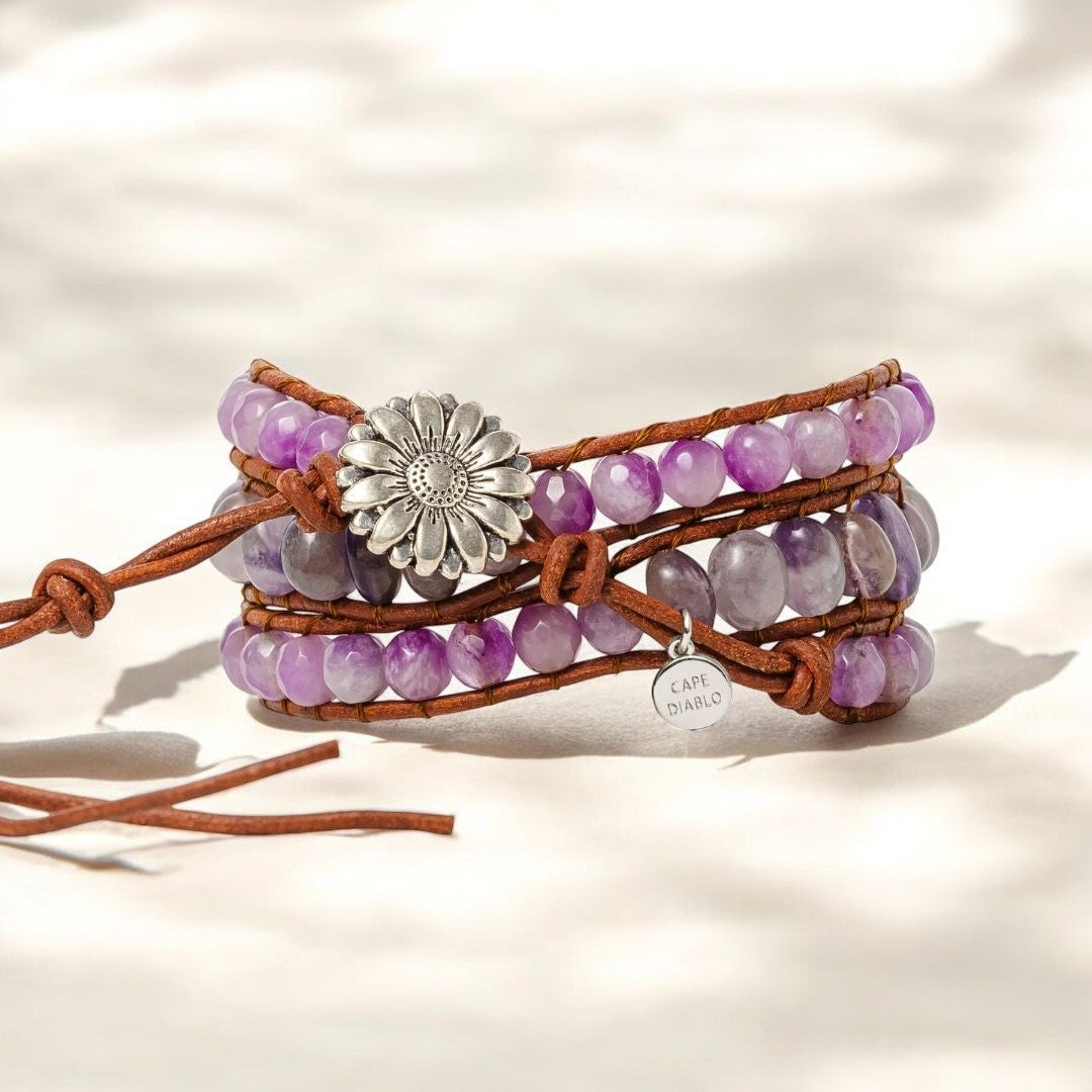Pulseira Artesanal Envolvente de Ametista Mística