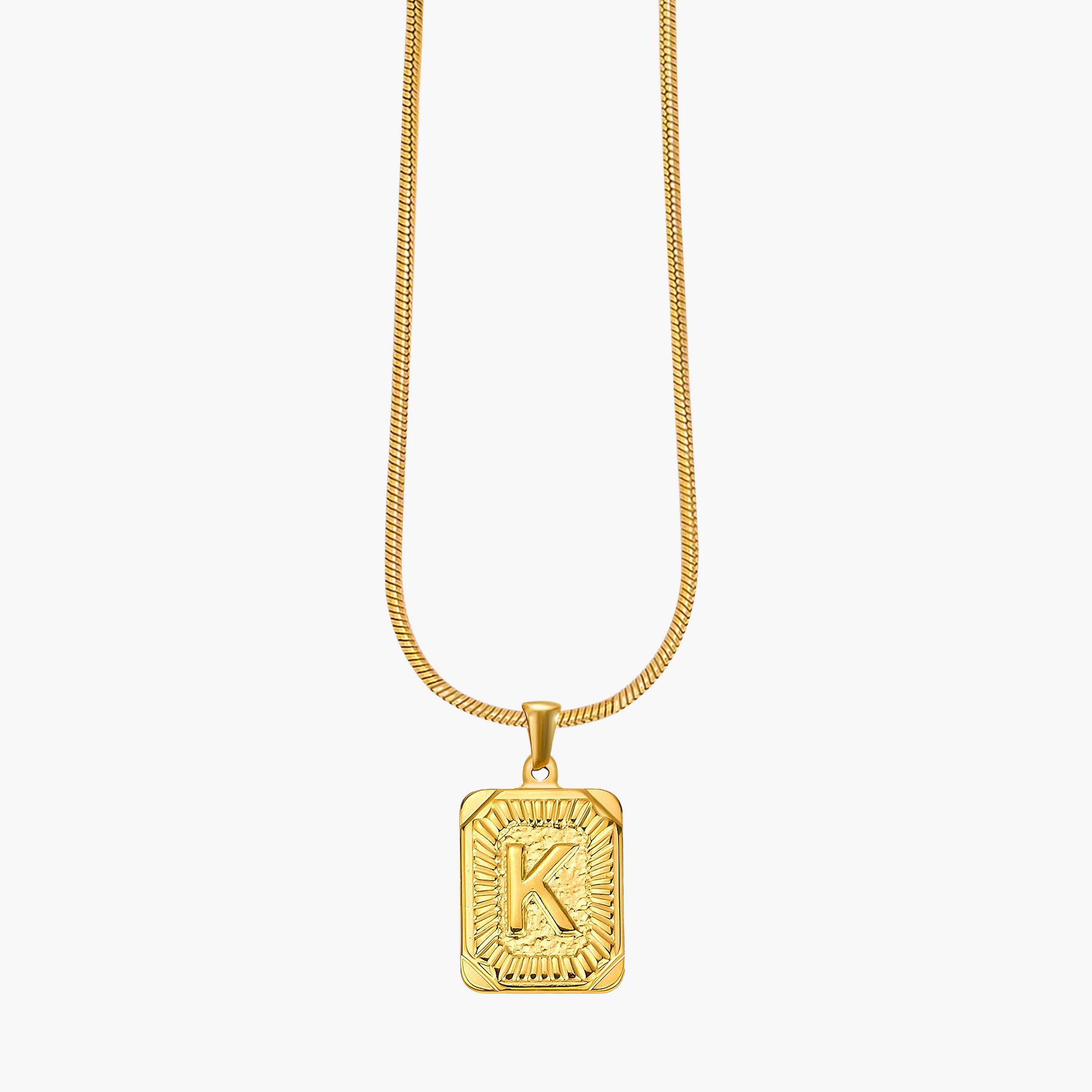 Colar inicial com letras de bolhas douradas brilhantes