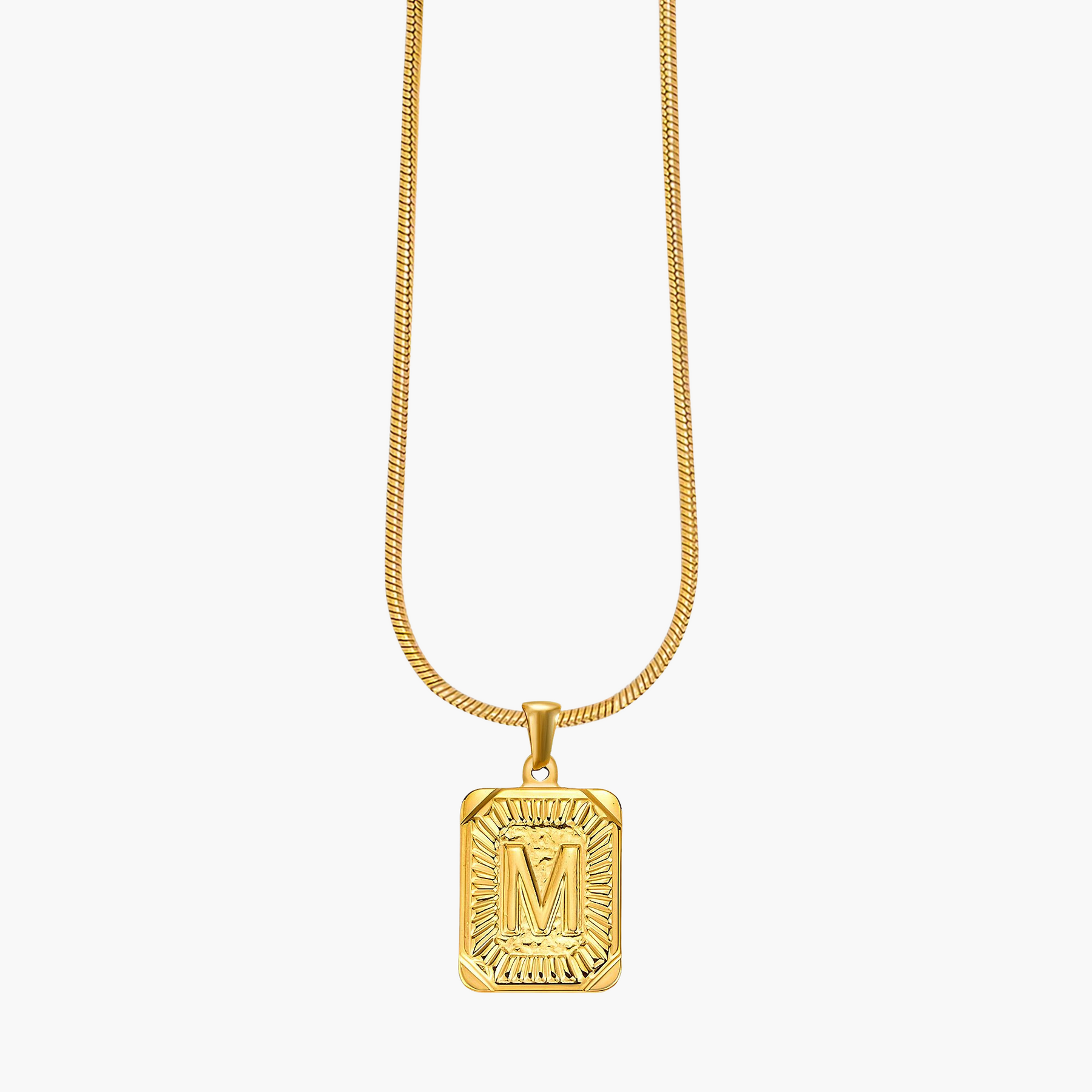 Colar inicial com letras de bolhas douradas brilhantes