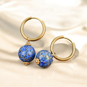 Brincos de Argola com Orbe Salpicado Sapphire Sky