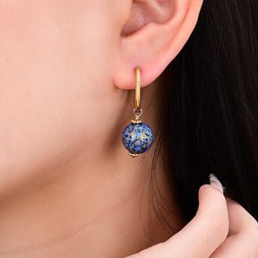 Brincos de Argola com Orbe Salpicado Sapphire Sky