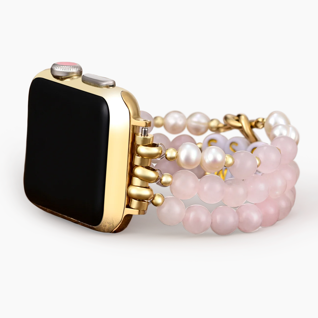 Pulseira Elástica Personalizada em Quartzo Rosa para Apple Watch
