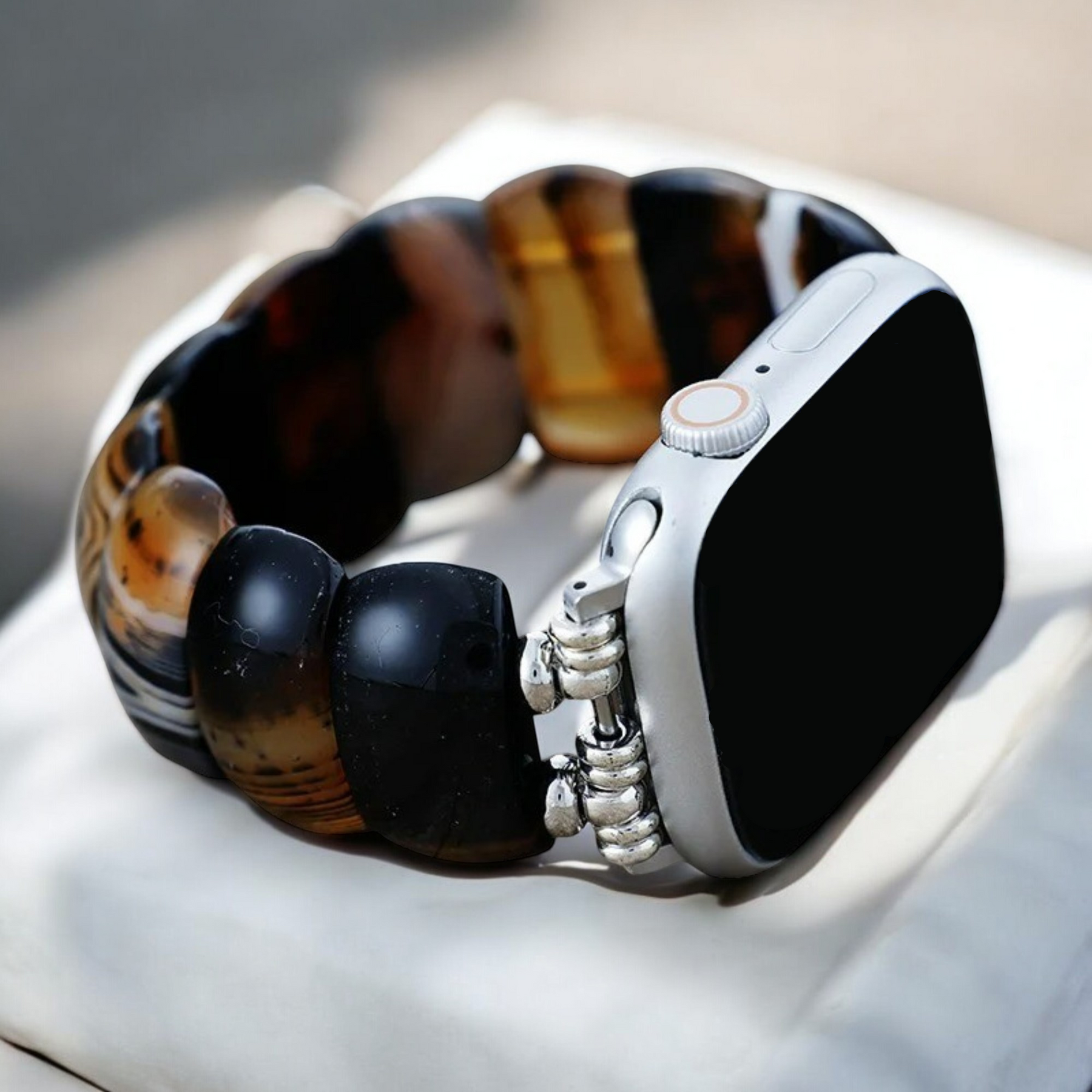 Pulseira Elástica Bohemian Onyx Elegance para Apple Watch