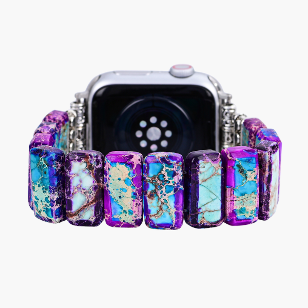 Pulseira Elástica Majestosa de Jaspe Tibetano para Apple Watch