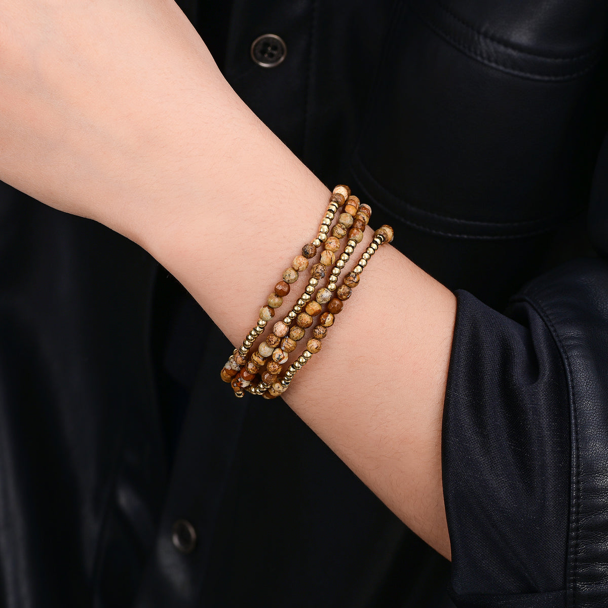 Conjunto de Pulseiras em Jaspe Golden Earth