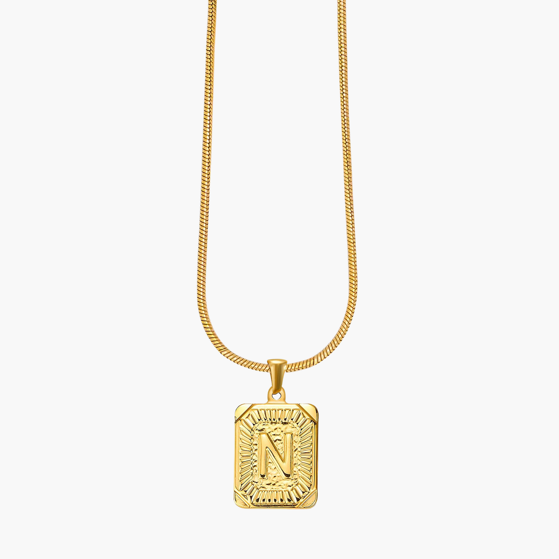 Colar inicial com letras de bolhas douradas brilhantes