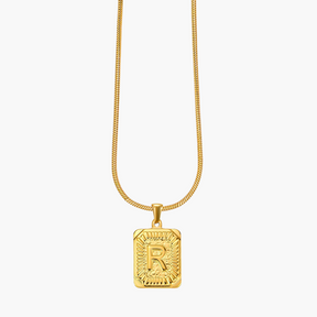 Colar inicial com letras de bolhas douradas brilhantes