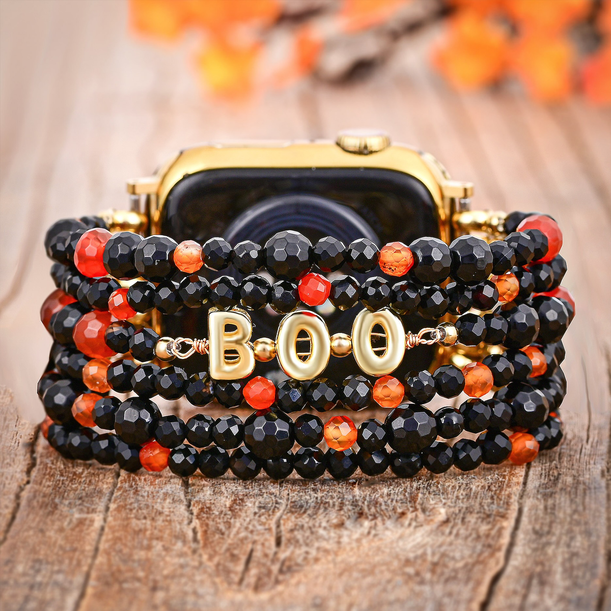 Pulseira Apple Watch com estampa de abóbora de Halloween