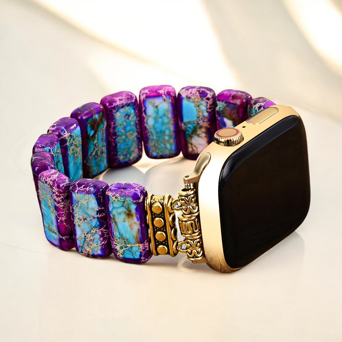 Pulseira Elástica Majestic Tibetan Jasper para Apple Watch