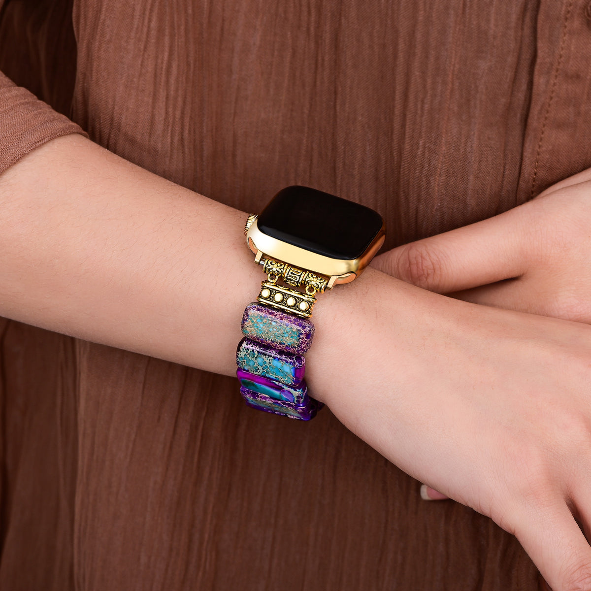 Pulseira Elástica Majestic Tibetan Jasper para Apple Watch