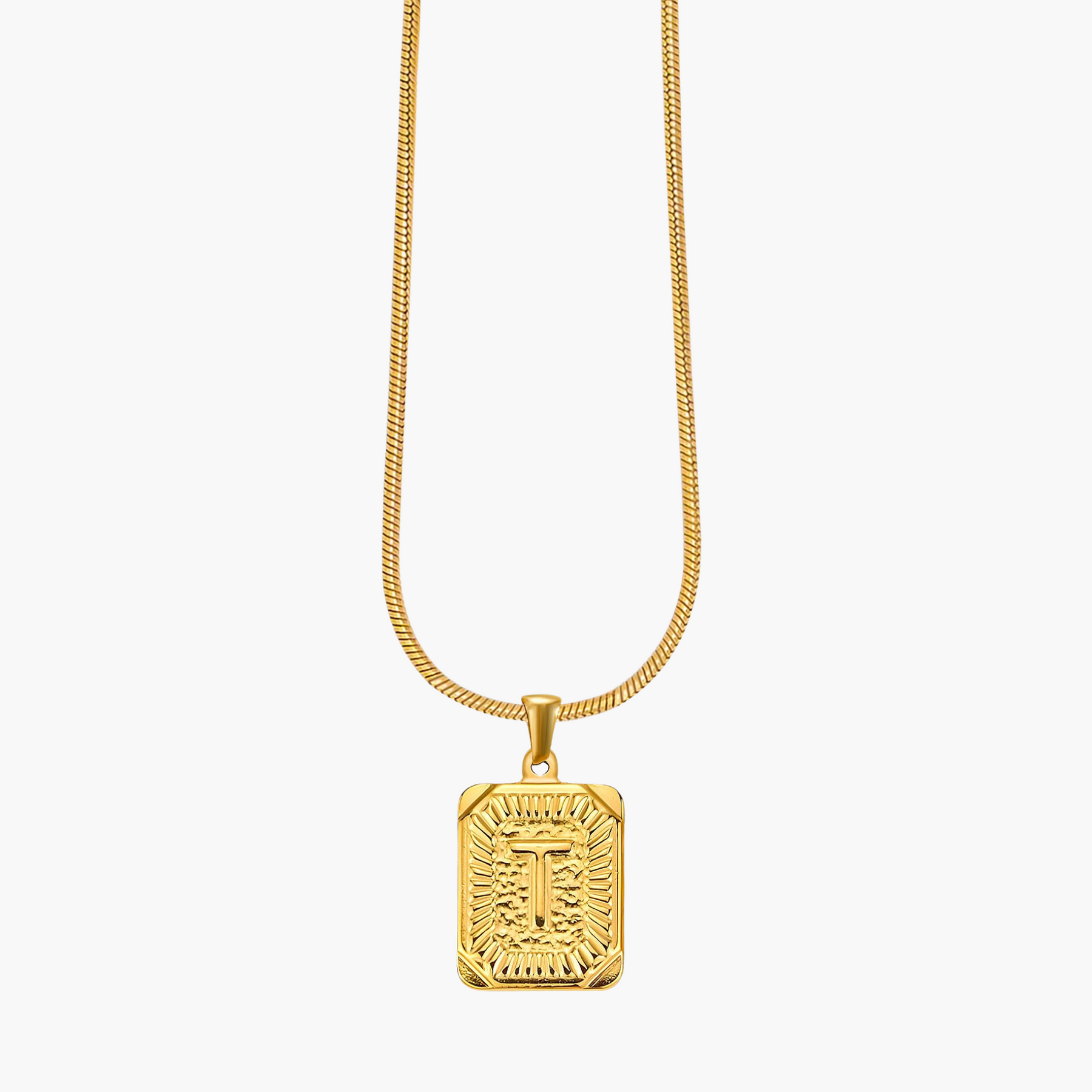 Colar inicial com letras de bolhas douradas brilhantes