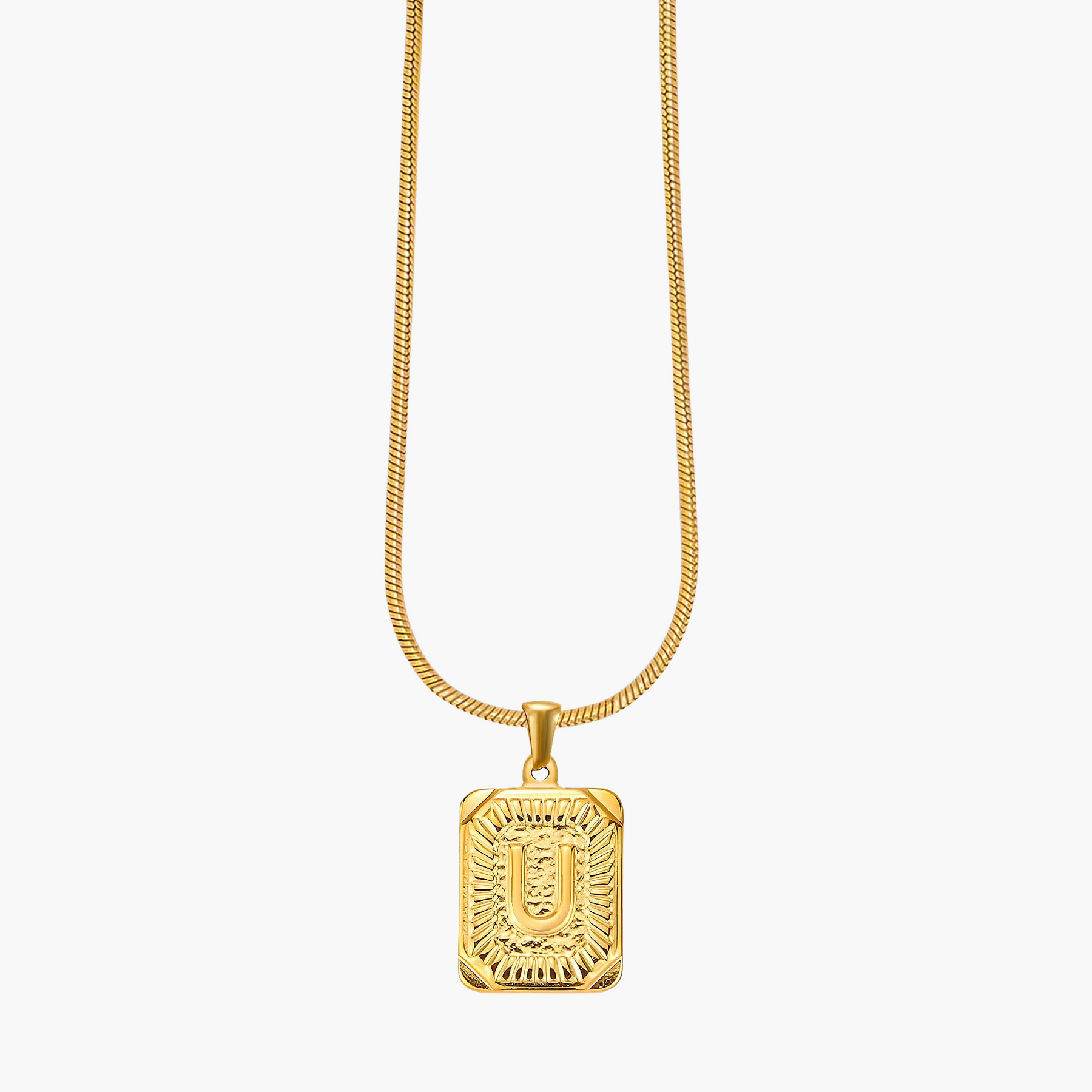 Colar inicial com letras de bolhas douradas brilhantes