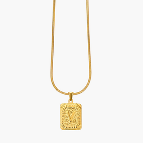 Colar inicial com letras de bolhas douradas brilhantes