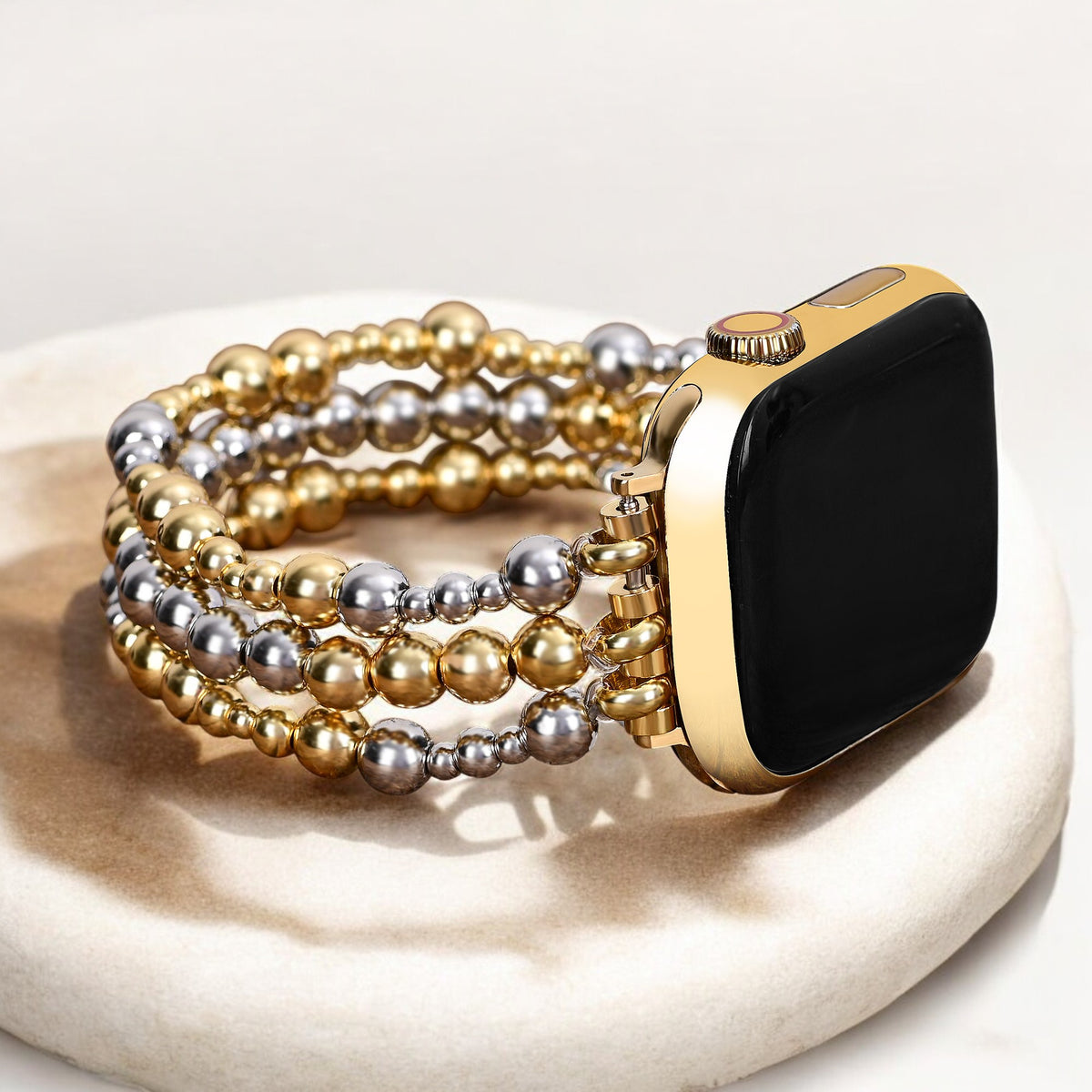 Pulseira Elástica Apple Watch em Ouro Sterling