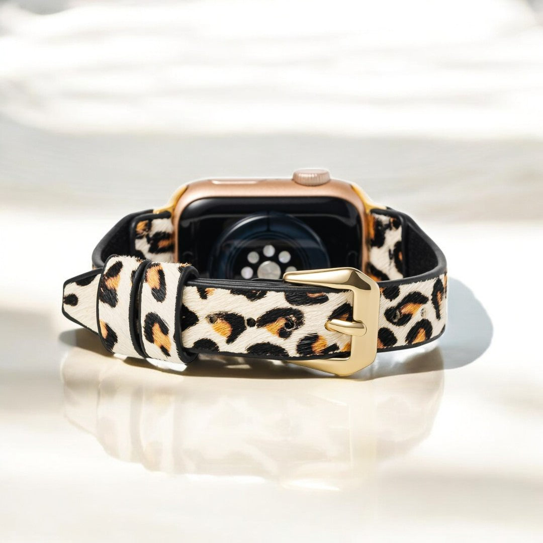 Pulseira de relógio de couro Apple felino marfim