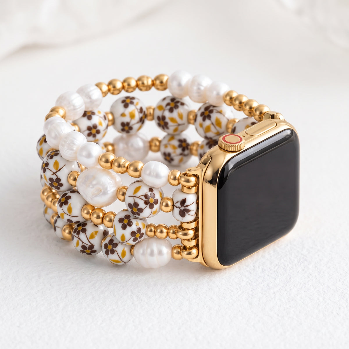 Bracelete Apple Watch Porcelain Garden Golden Meadow
