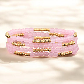 Conjunto de Pulseiras Radiância de Quartzo Rosa
