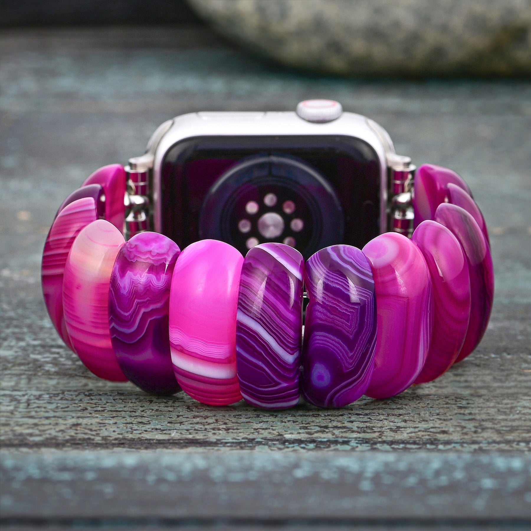 Pulseira elástica de Ágata Orquídea Radiante Apple Watch