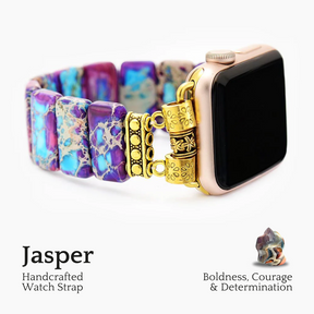 Majestosa pulseira tibetana em jaspe elástico para Apple Watch