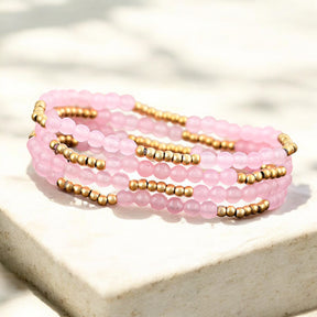Conjunto de Pulseiras Radiância de Quartzo Rosa